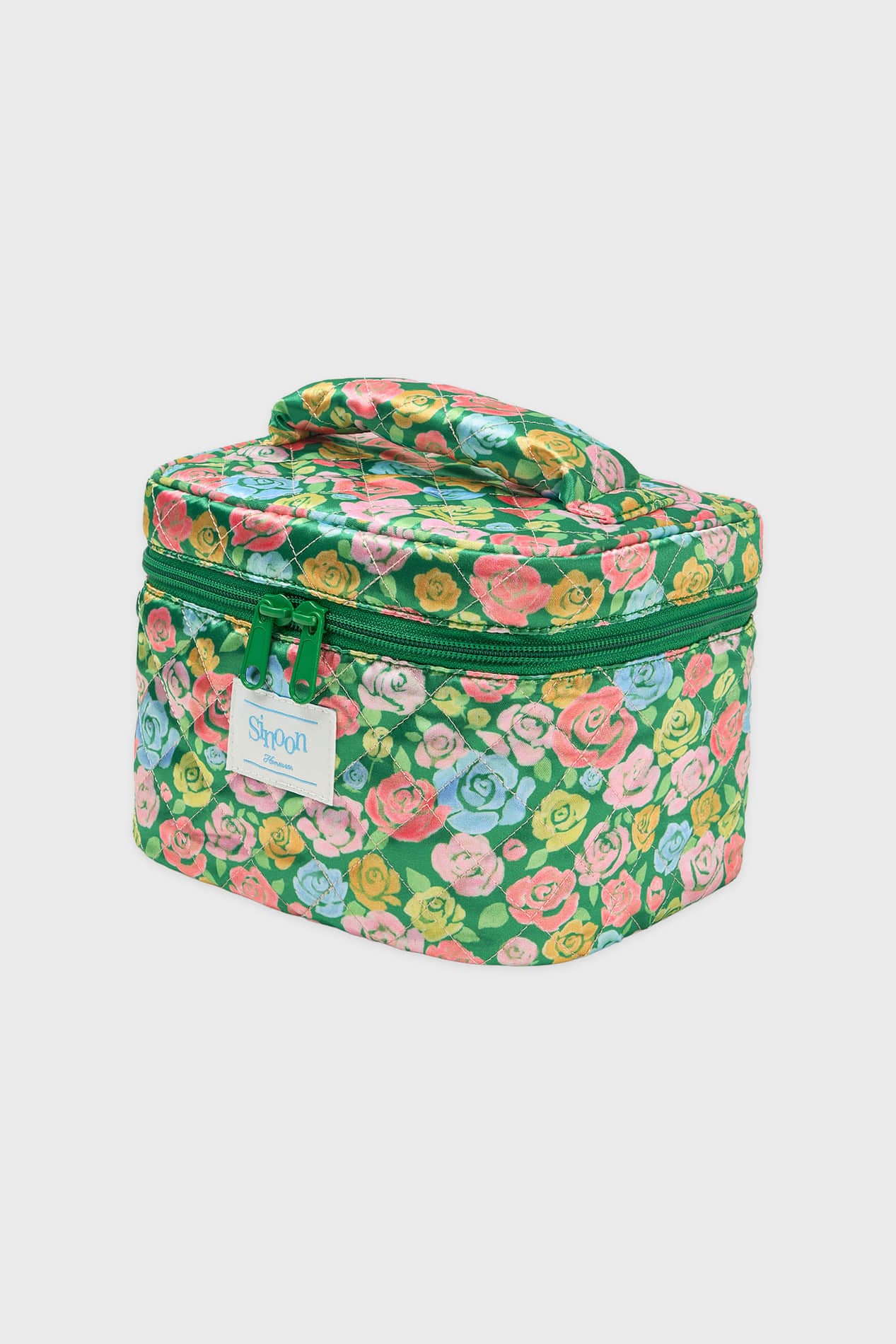 Rose Quilted Pouch (Green Mix)