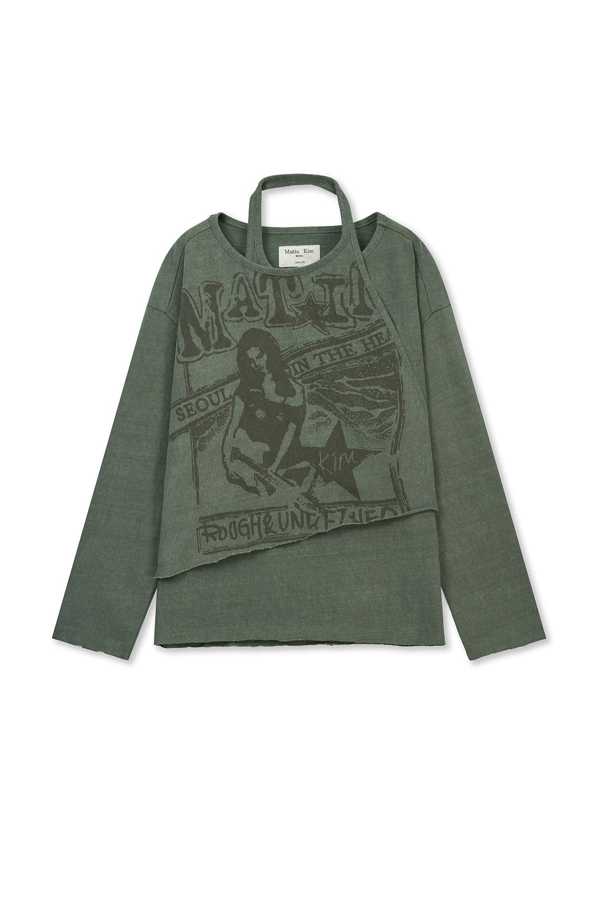 VINTAGE GRAPHIC LAYERED TOP IN KHAKI
