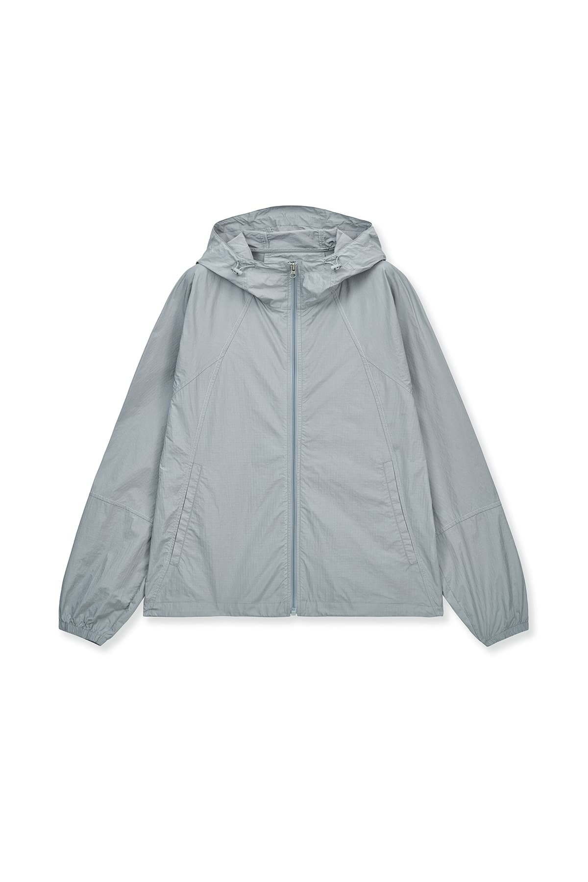 BACK LOGO HOODY WIND BREAKER IN LIGHT GREY