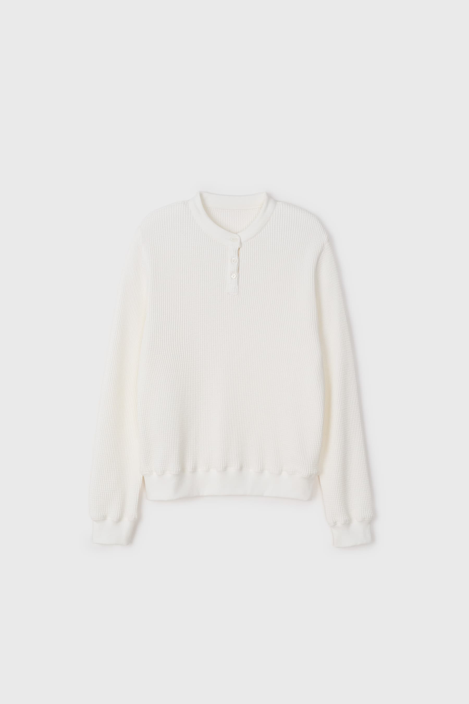 Waffle Button Crewneck (Ivory)
