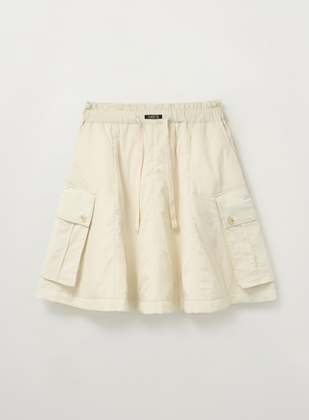 (W) Padded Balloon Cargo Skirt - Cream