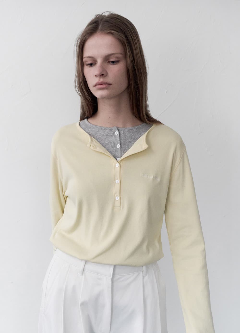 Whenever Henley Neck T-shirt - Cream Butter