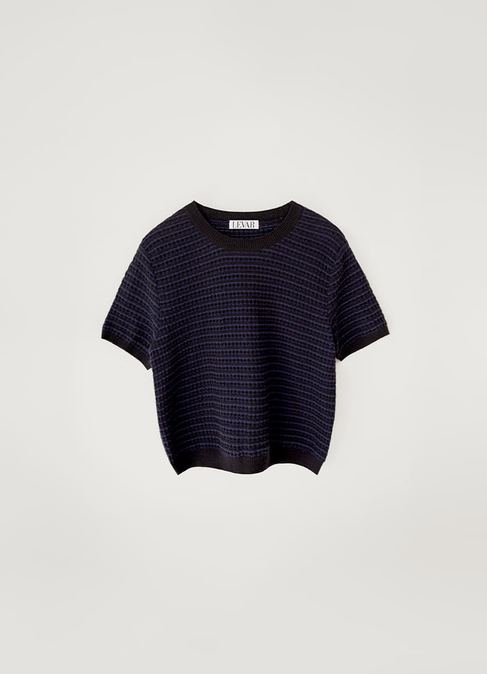 Eyelet Jacquard Half Sleeve Knit - Black
