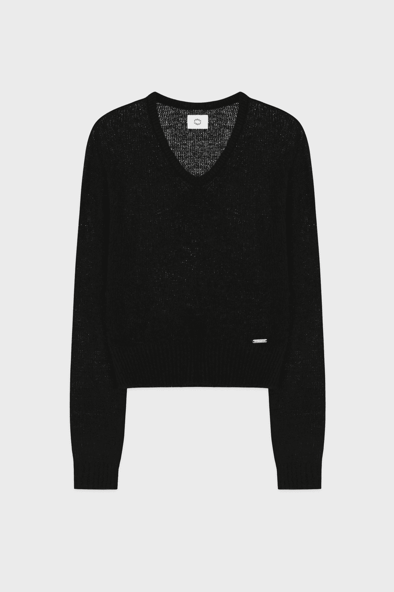 Hairy Boucle V-Neck Knit (Black)