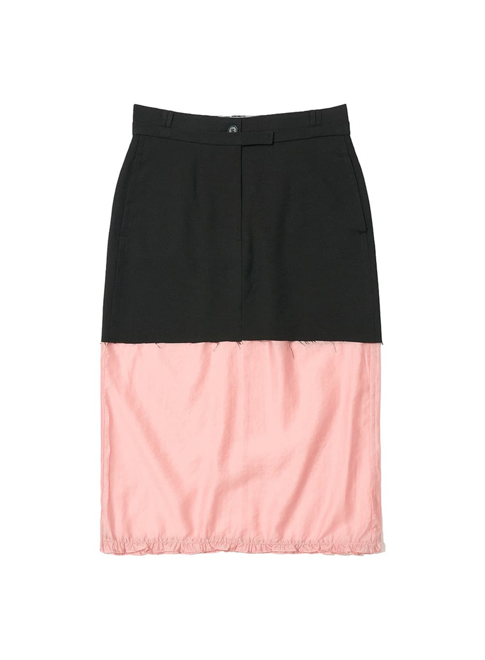 DOUBLE WAIST LAYERED MIDI SKIRT_BLACK