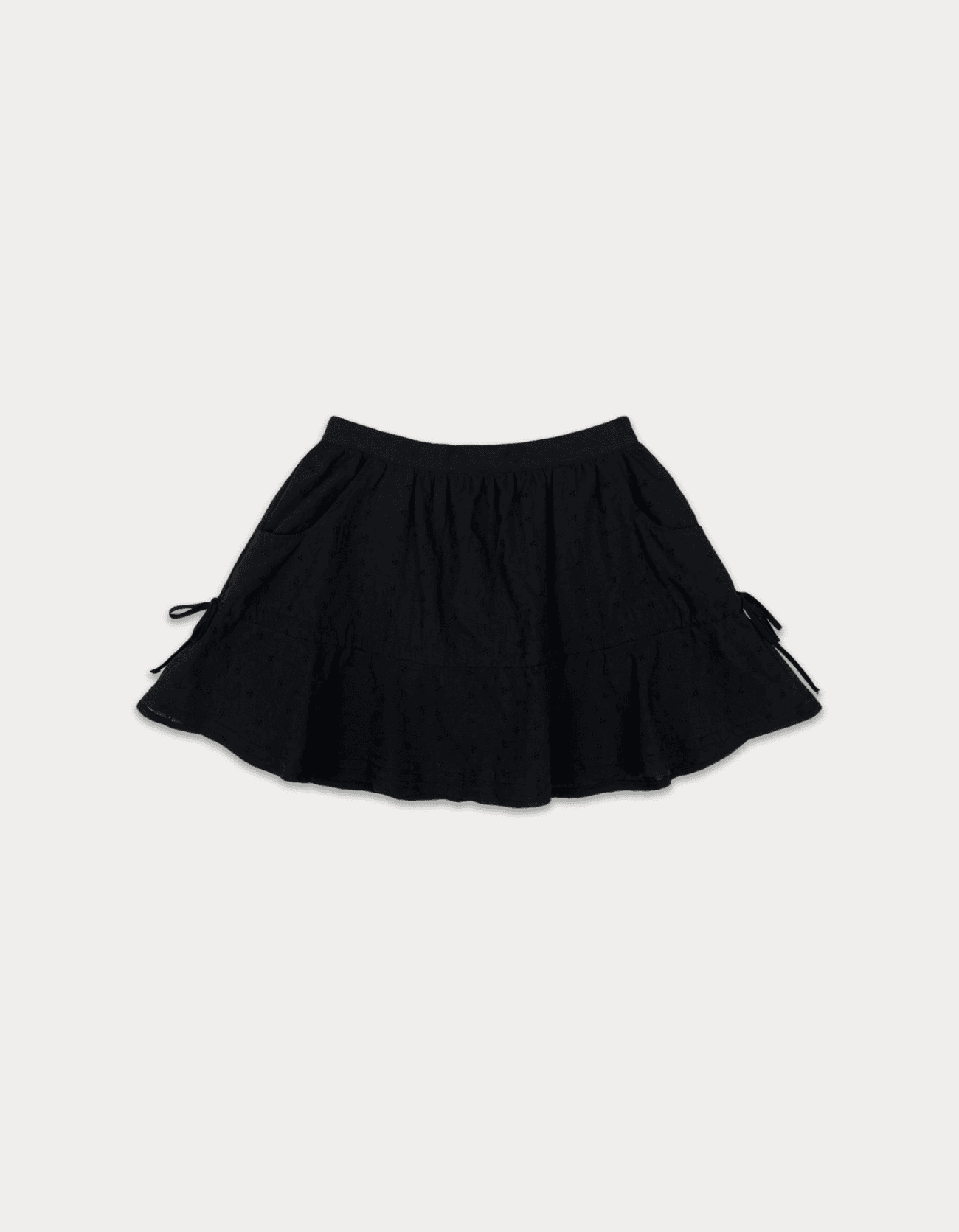 2nd / Floral ribbon cancan skirt - black