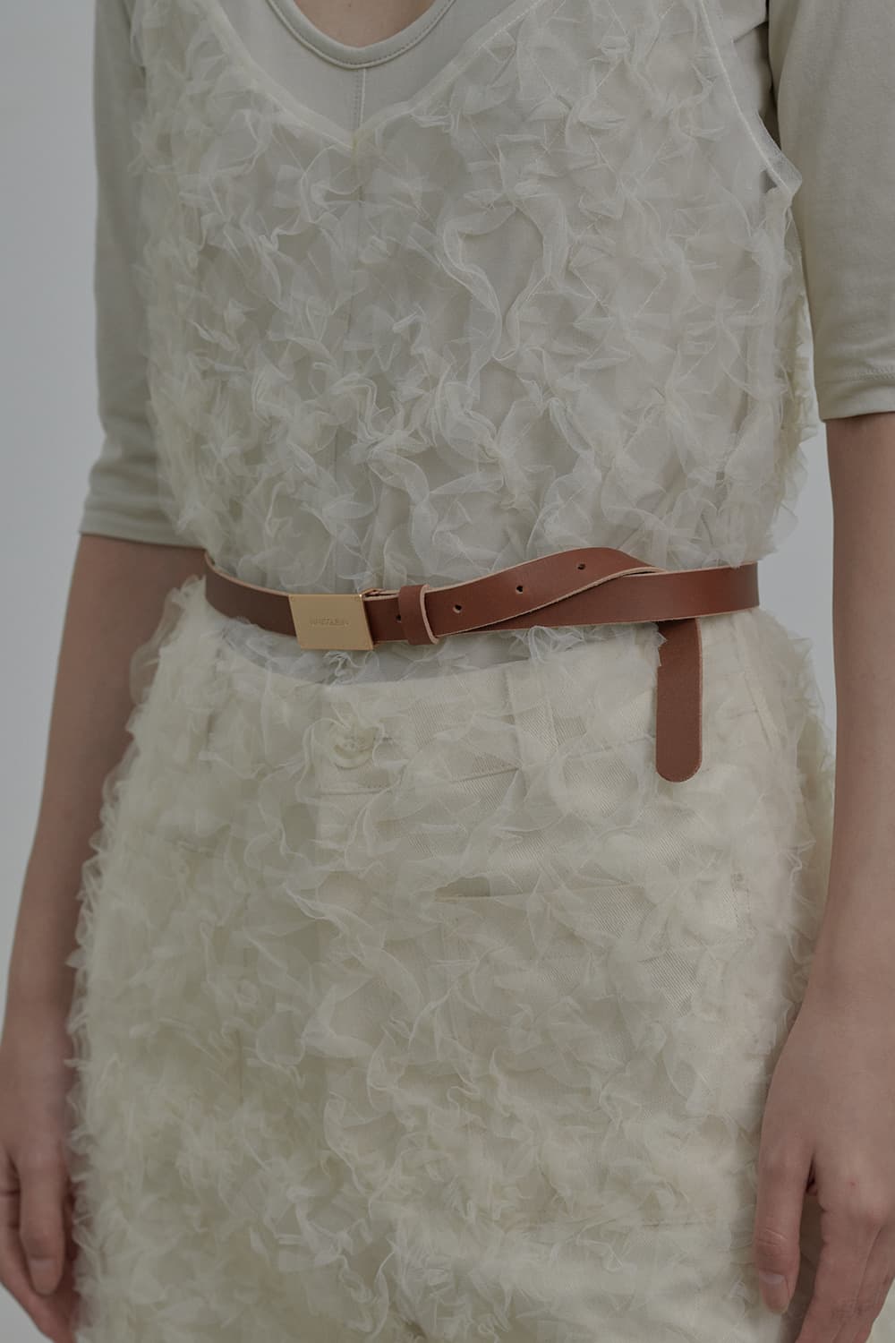 Logo Slim Leather Belt - Black,Brown,White/Gold,Silver