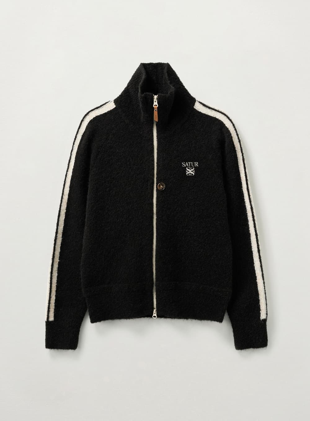 (W) Lawton Boucle Knit Zip-up - Black
