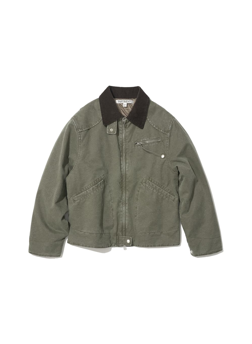 COTTON WASHED WORK JACKET_KHAKI GREEN