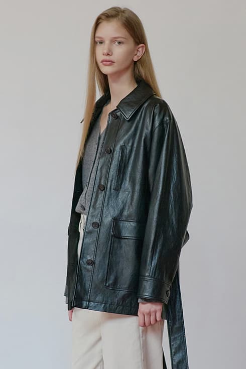 Leather safari jacket Black [N5ALCT02]