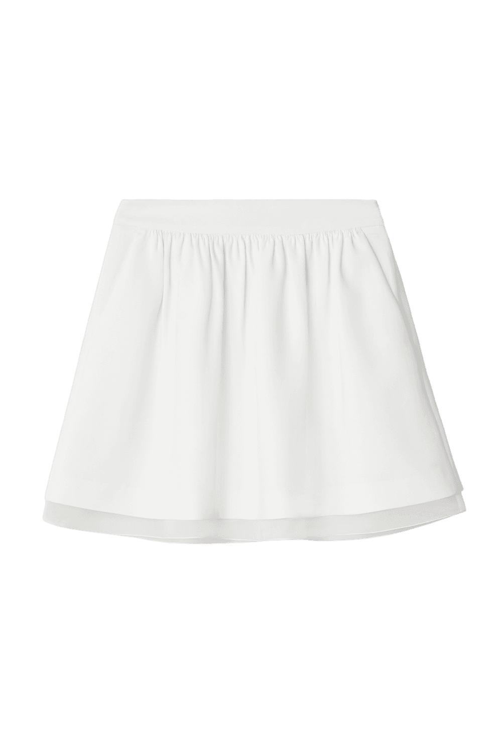 Sheer Hem Flare Mini Skirt (White)