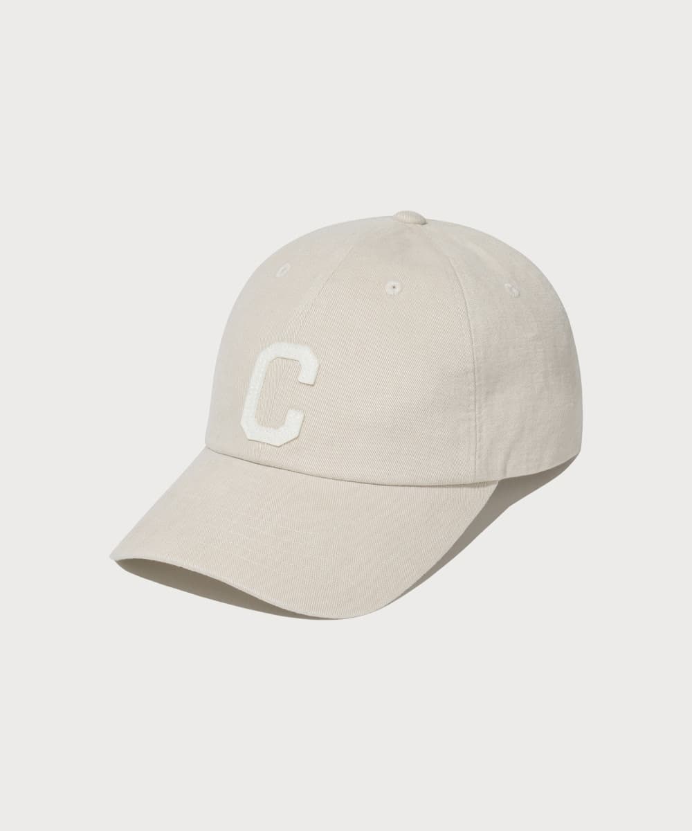 C로고 코지 핏 워싱 볼캡 Beige