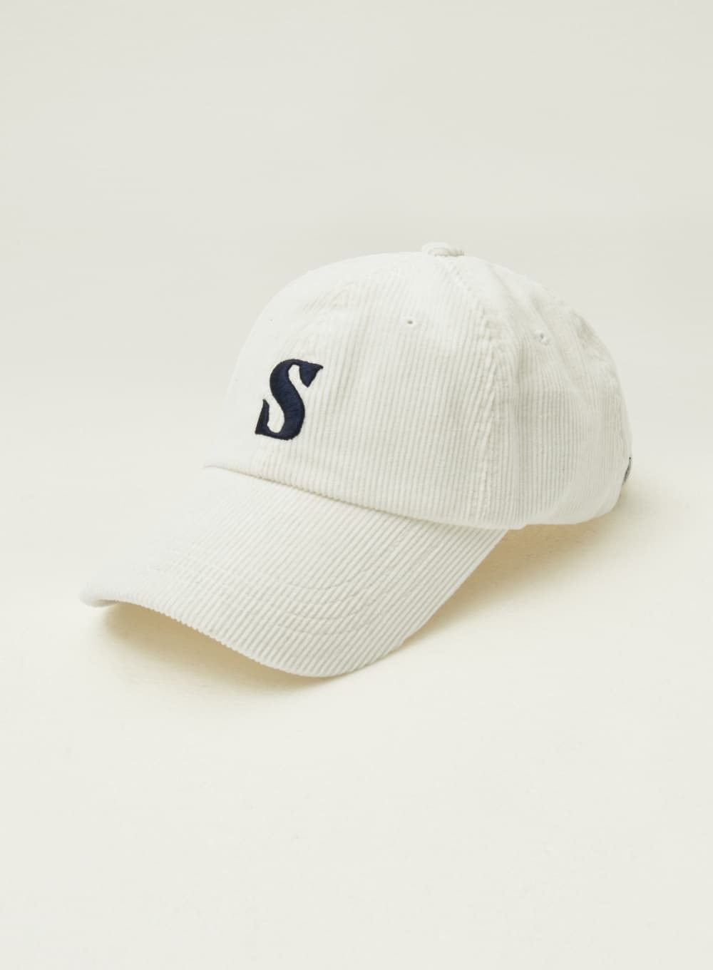 Small S logo Corduroy Ball Cap - Ivory