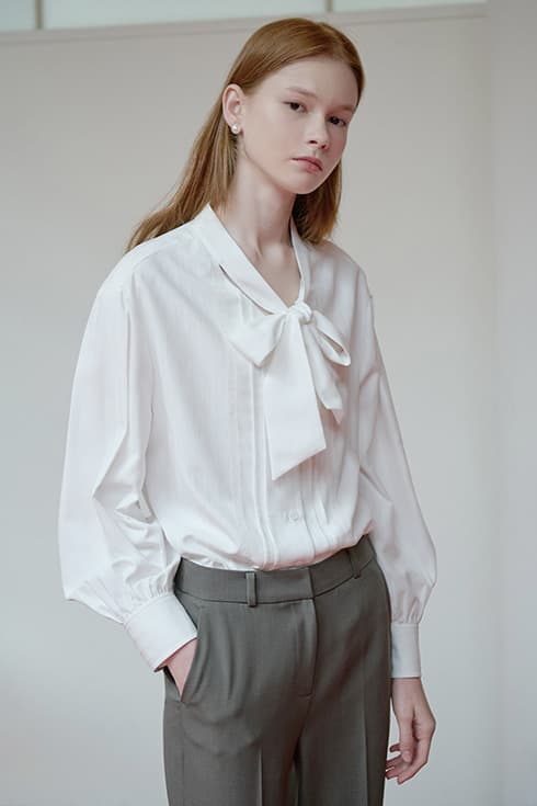 25FN tie-point blouse [WH/ST]