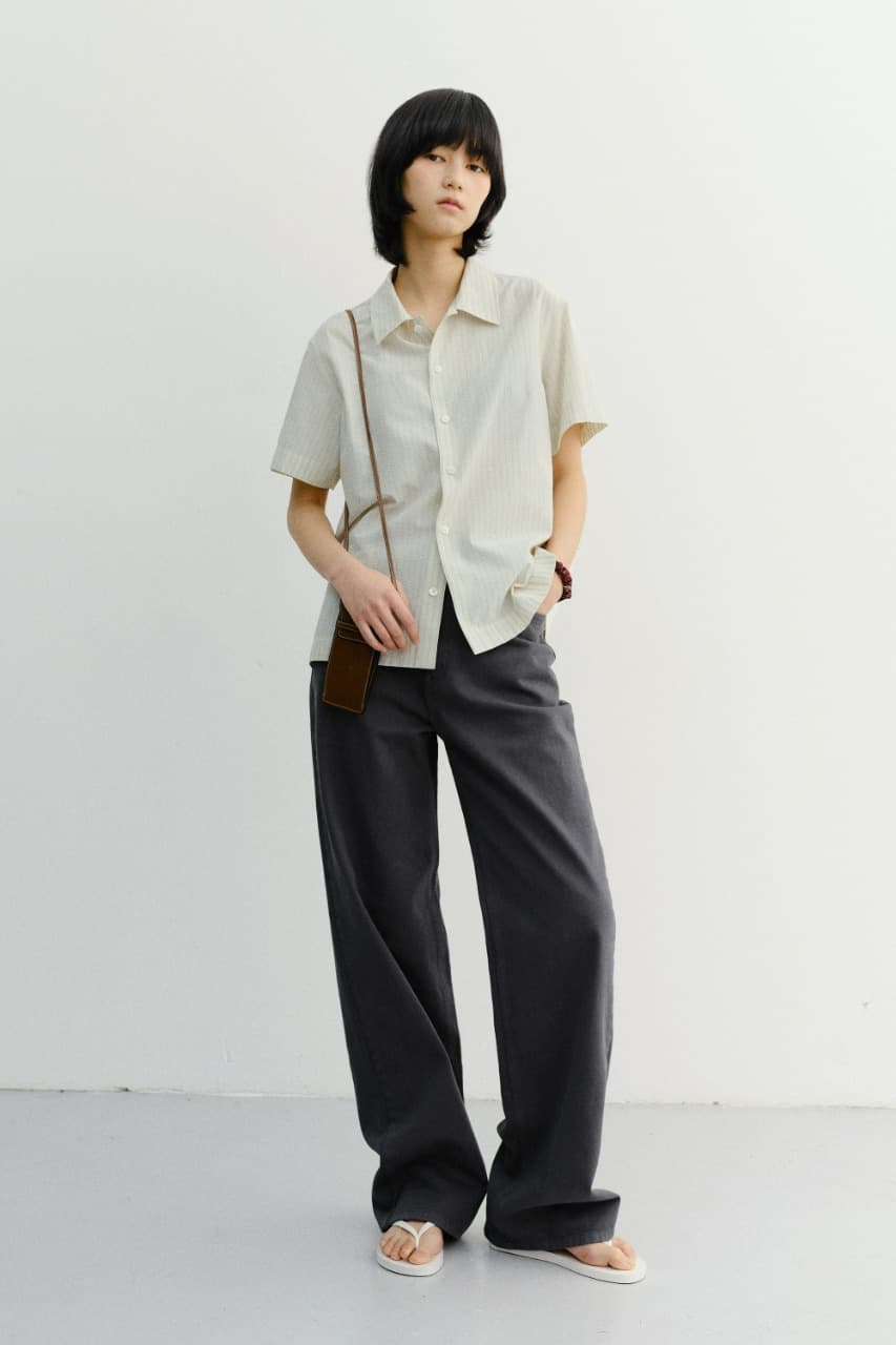 UNISEX HOLIDAY STRIPED SHIRT CREAM STRIPE_UDSH6B123CR