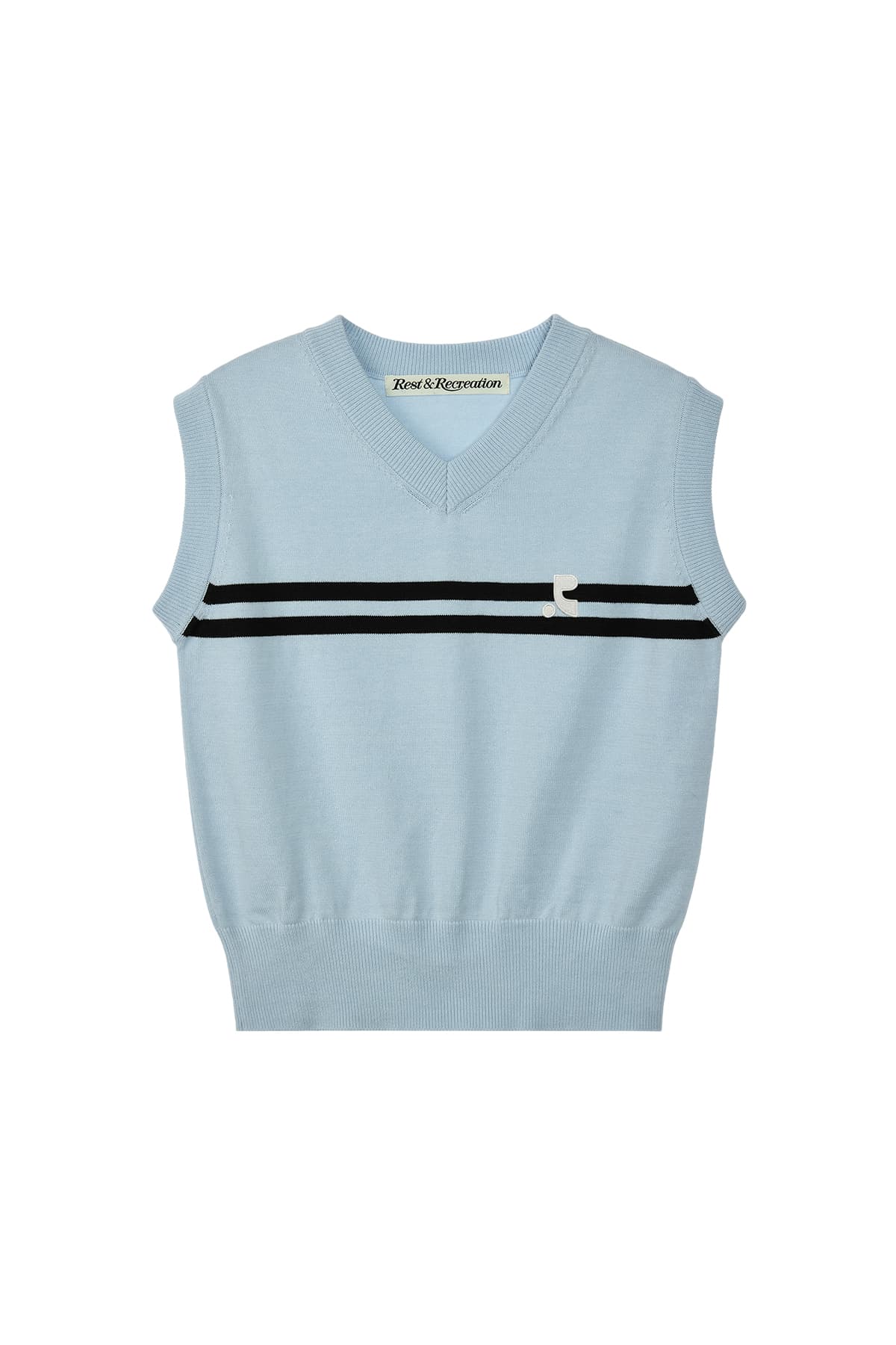 DOUBLE LINE KNIT VEST - SKY BLUE