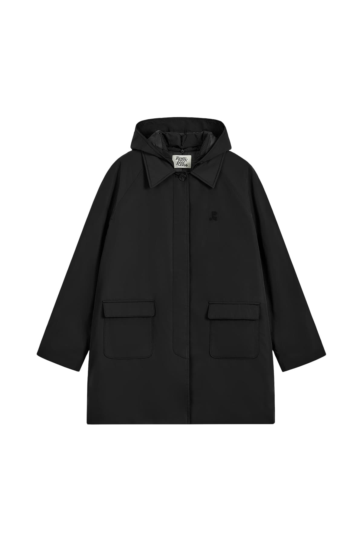 QUILTED HOOD COAT - BLACK