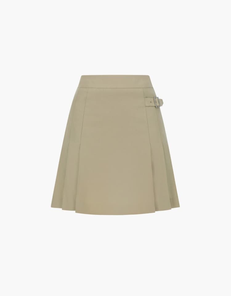 cotton pleats skirt - beige