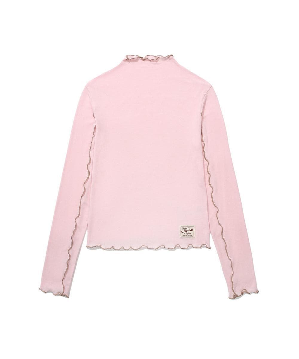 우먼 라이닝 터틀넥 롱슬리브 Light Pink