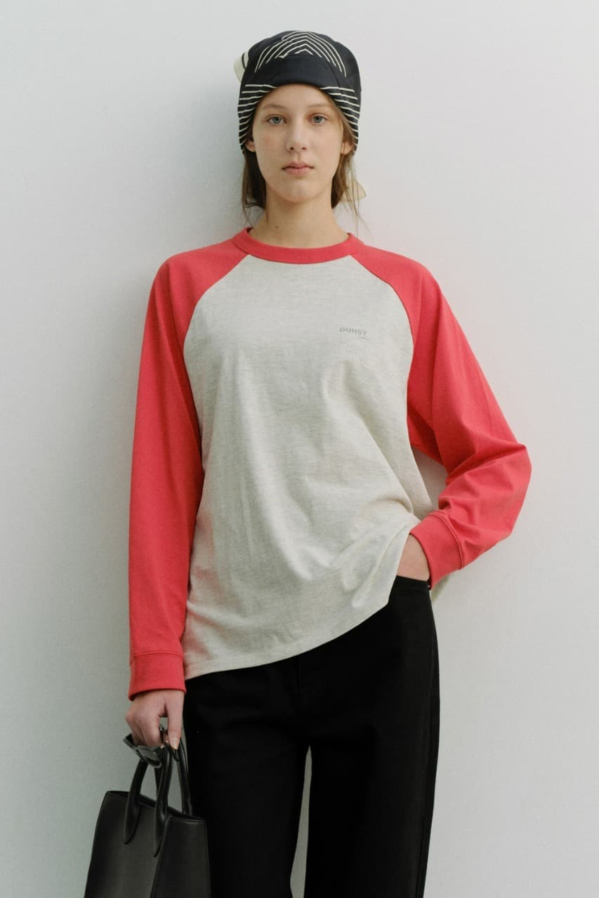 UNISEX RAGLAN T-SHIRT RED OATMEAL MELANGE_UDTS6A116R2