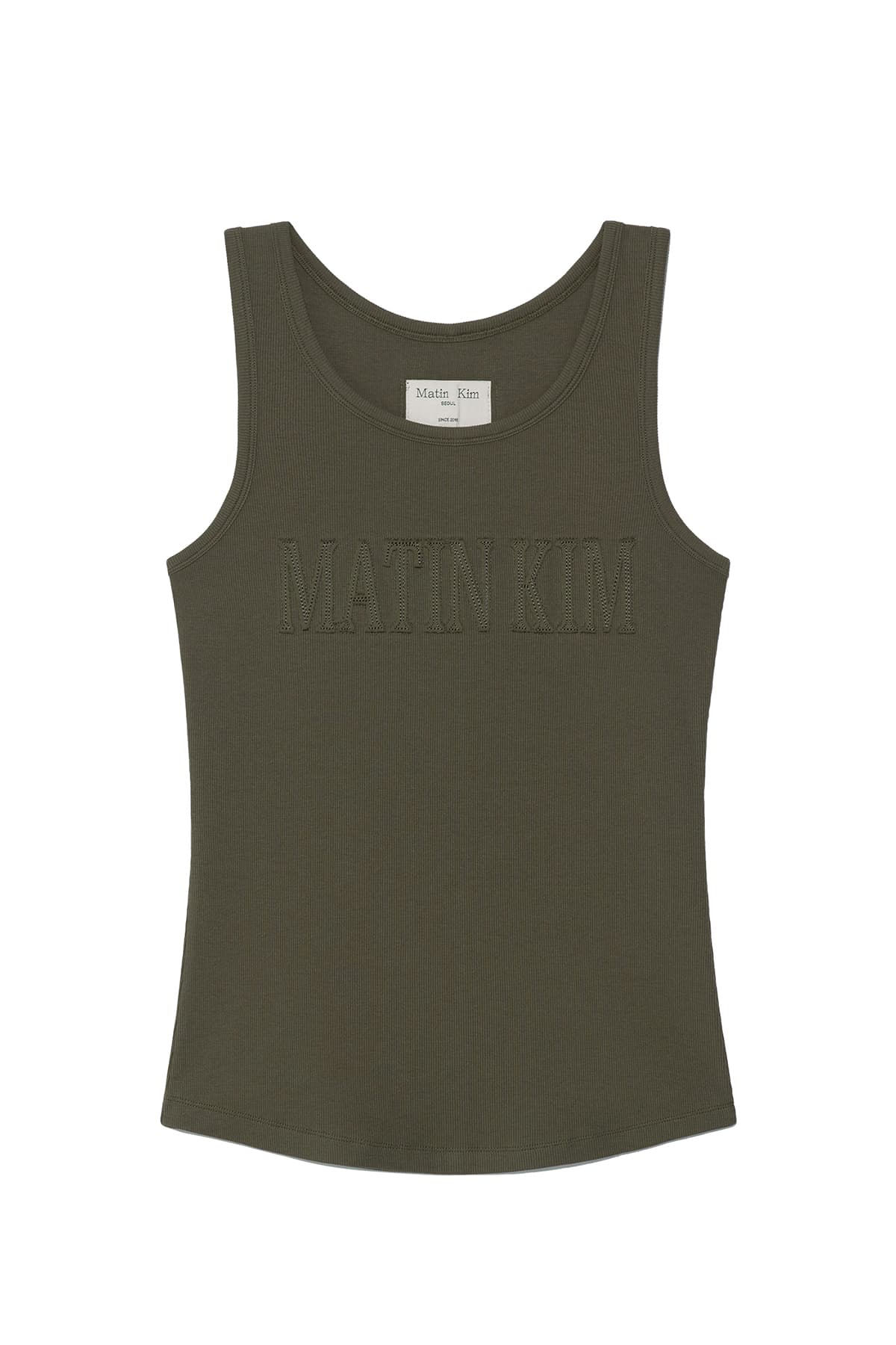 LOGO APPLIQUE SLIM TANK TOP IN KHAKI