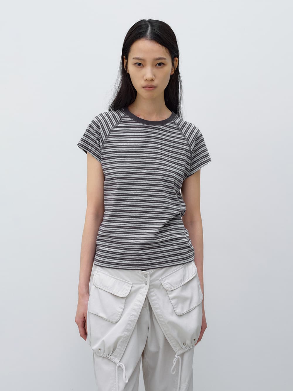 스트라이프 베이비 티셔츠 GREY
