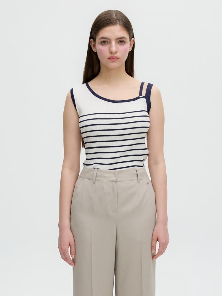언발 스트랩 슬리브리스 골지니트 OK5MV4020