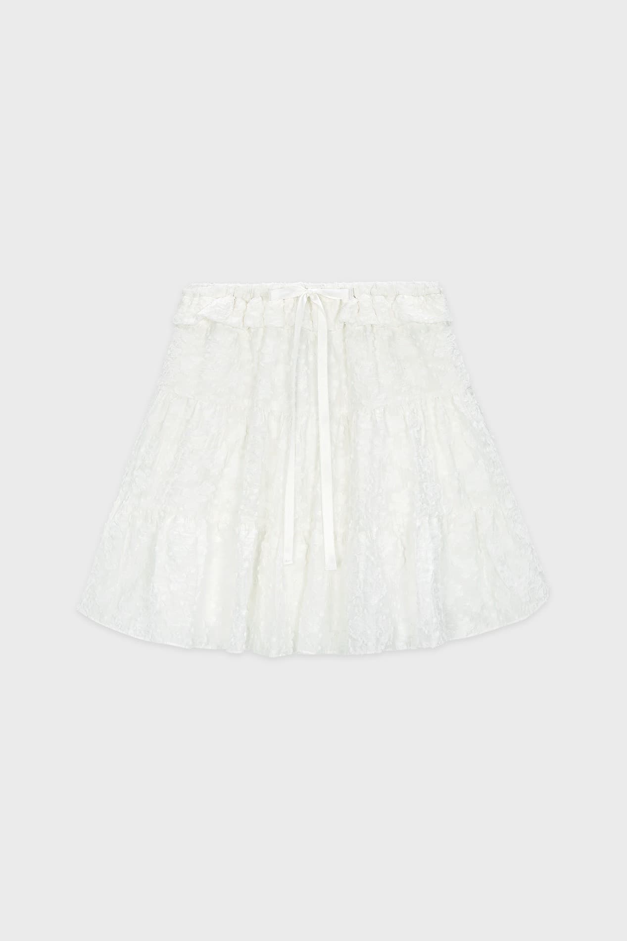 Jacquard Frill Skirt (White)