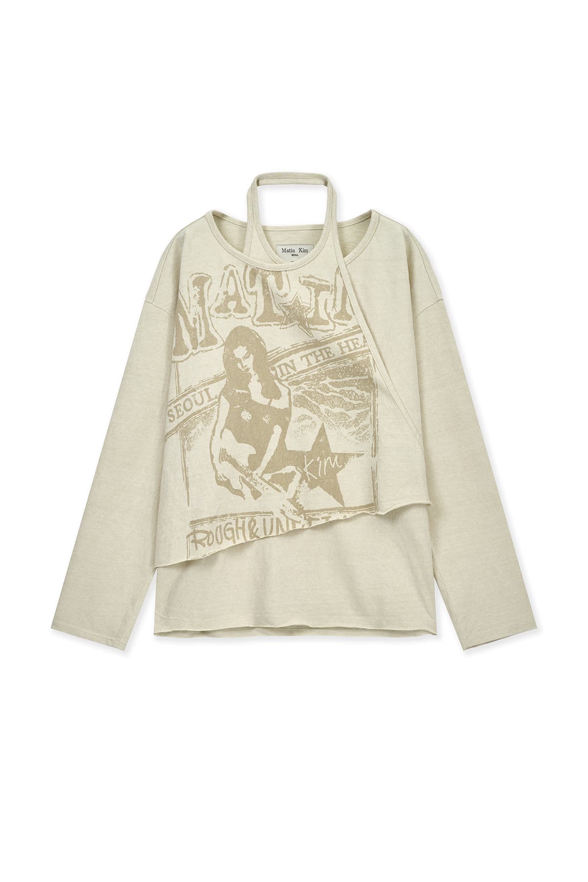 VINTAGE GRAPHIC LAYERED TOP IN BEIGE