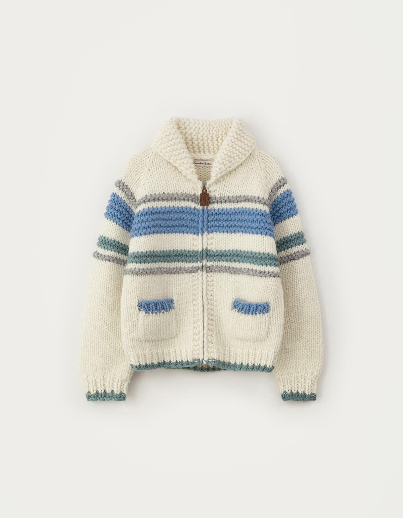 Poco Handmade Cowhichan Sweater - Ivory(Blue)