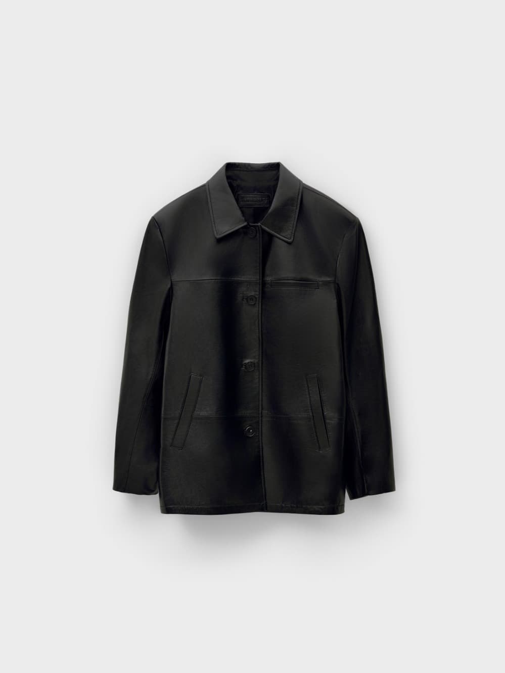 Real Leather Work Jacket_Black