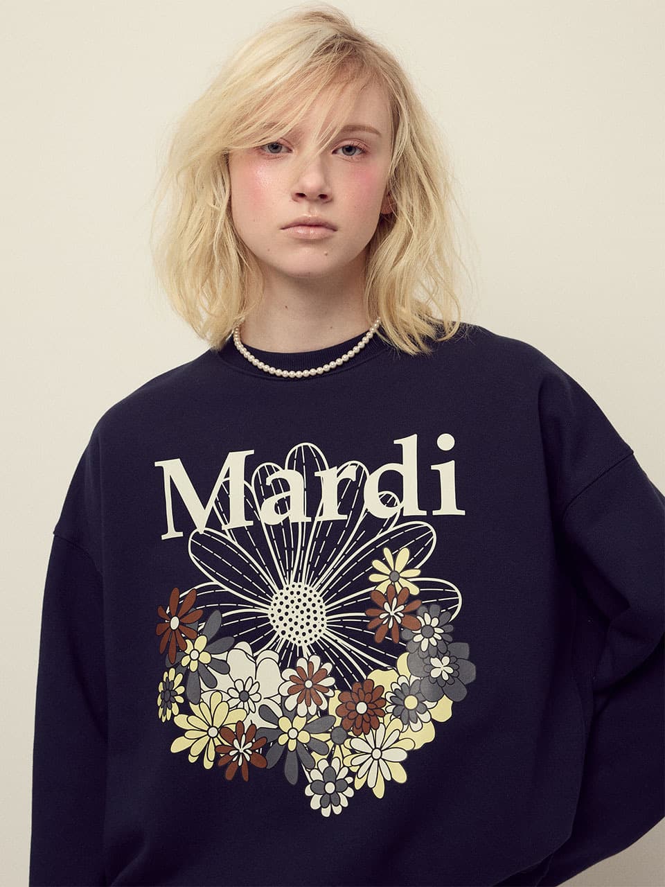 SWEATSHIRT FLOWERMARDI JARDIN_NAVY IVORY