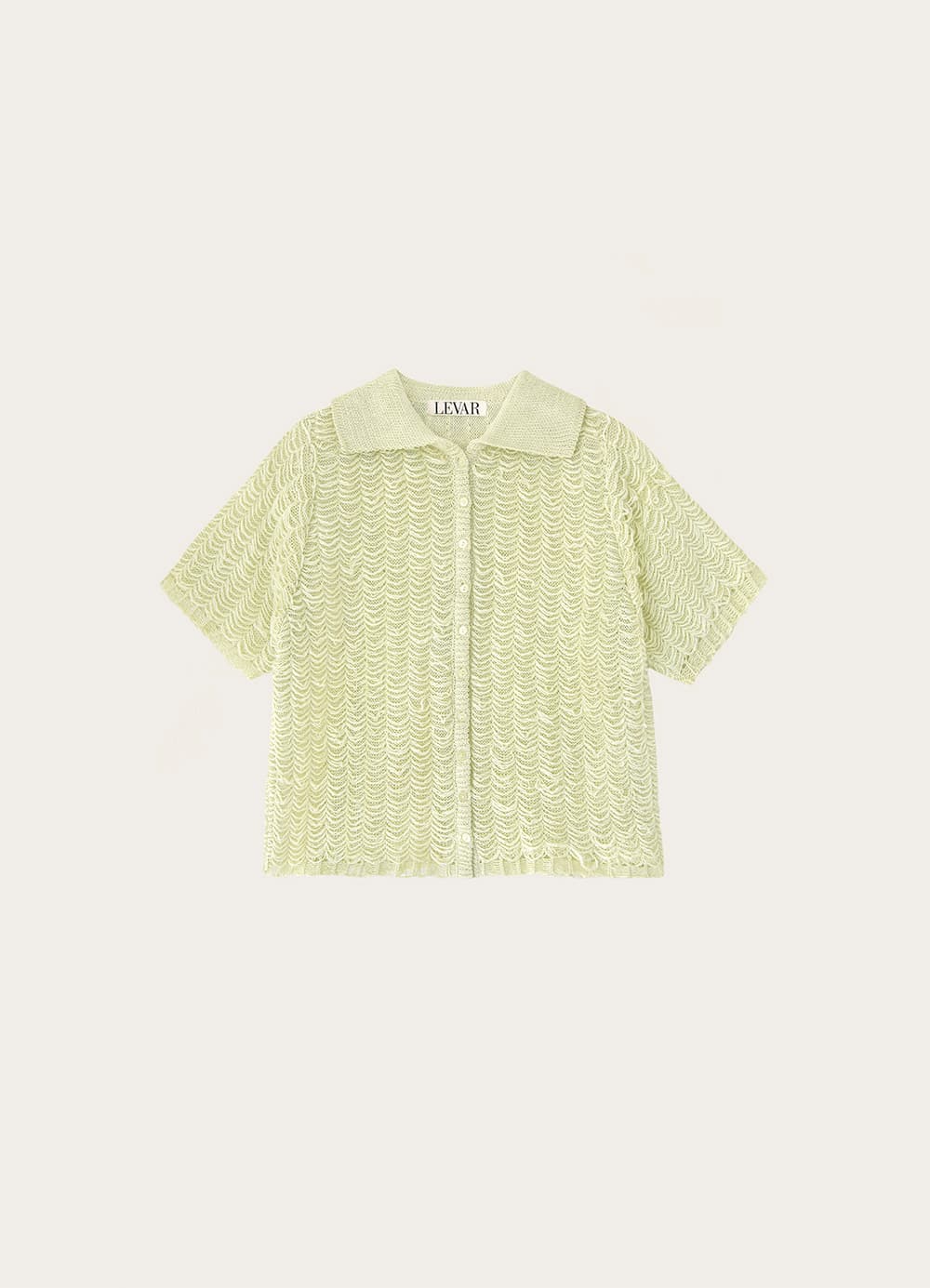 Lace Jacquard Linen Knit Shirt - Avocado