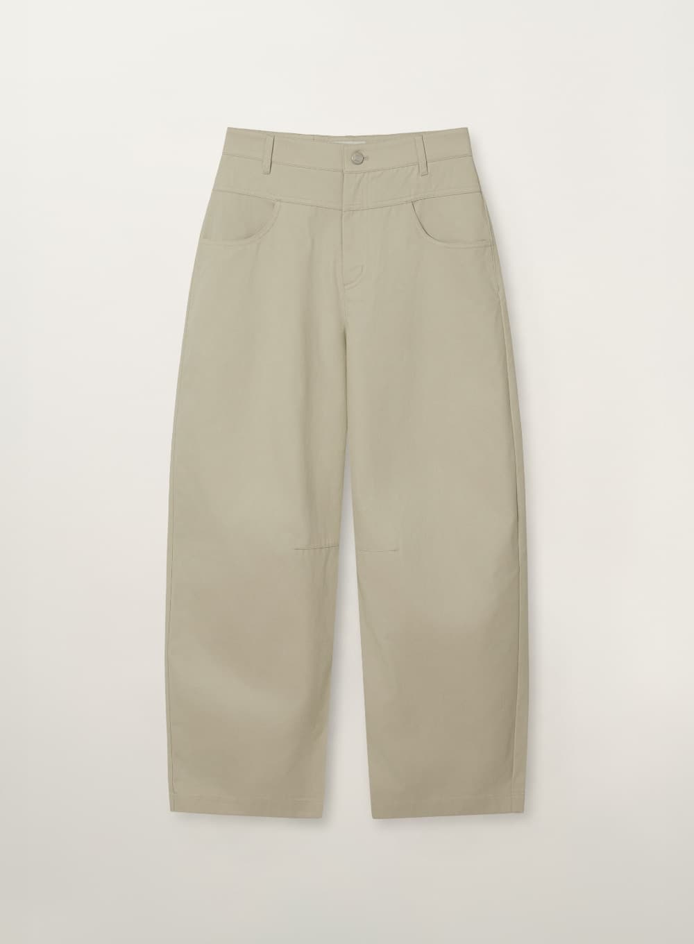 (W) Cotton Curved Pants - Beige