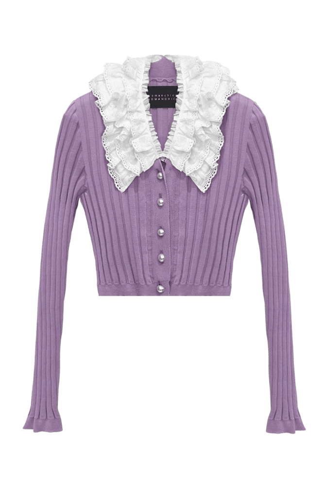 Lace Collared Cardigan Set (Purple) 한승연, 이세영 착용
