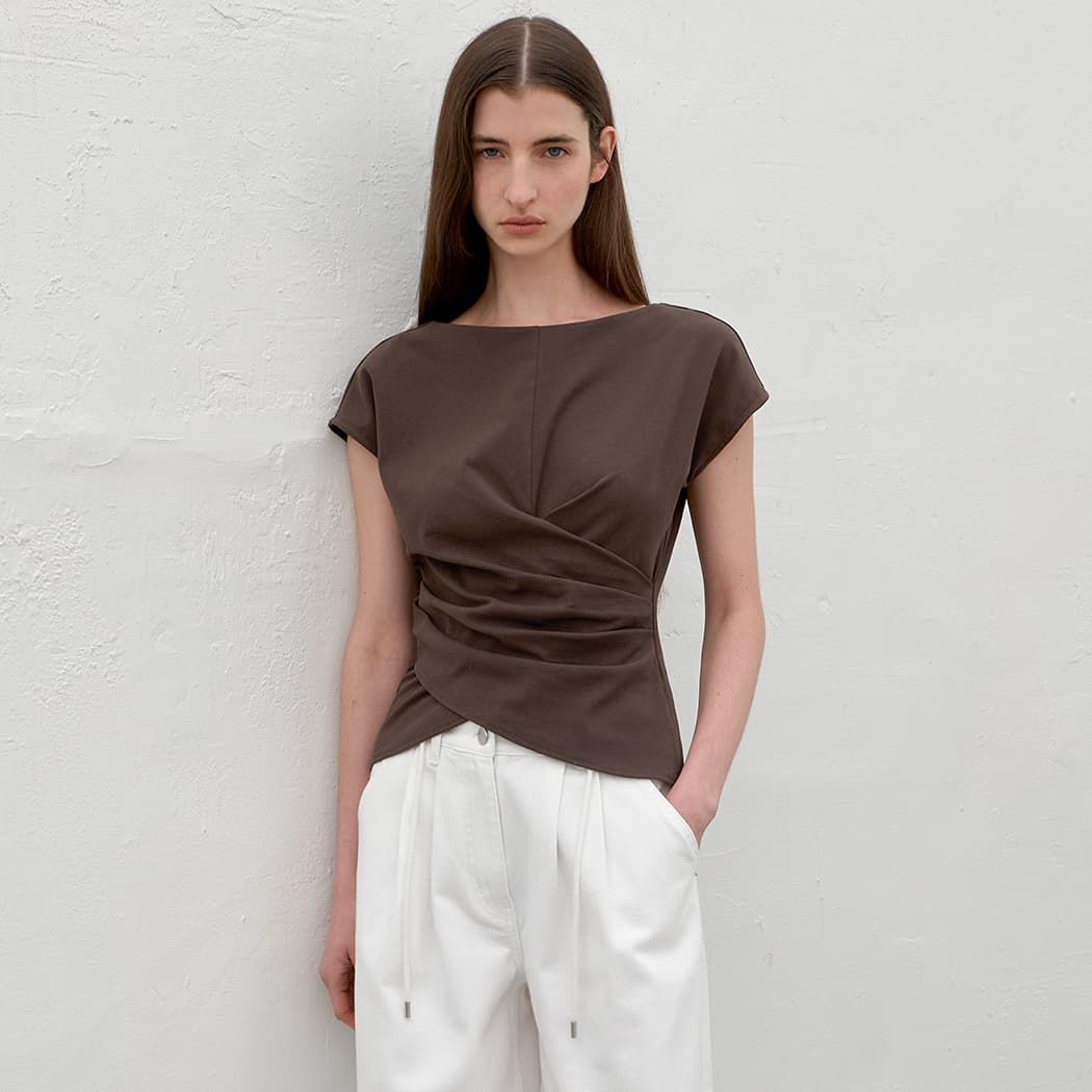 (Z-T-7048)LOWER WAIST TUCK JERSEY TOP