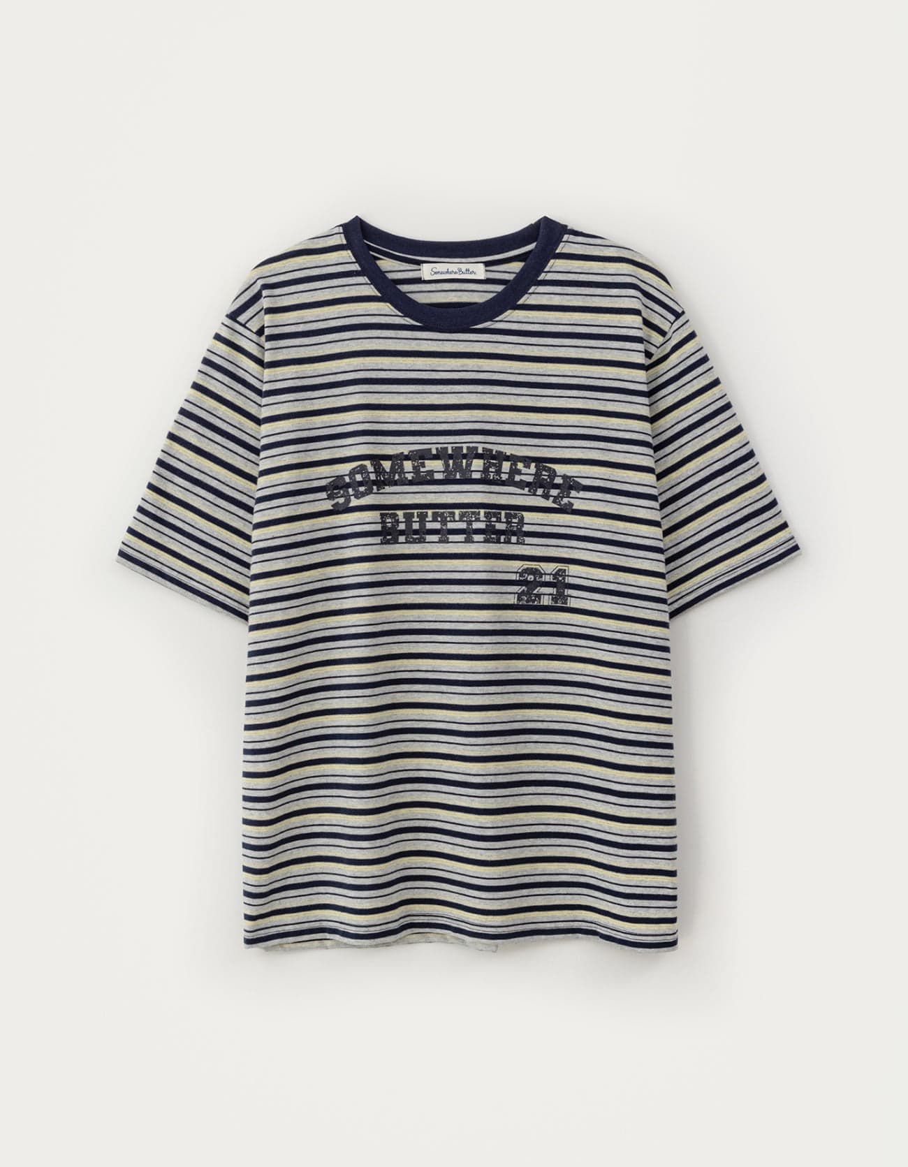 7.3 출고 Stripe 21 Square Logo Over-Fit Top - Grey
