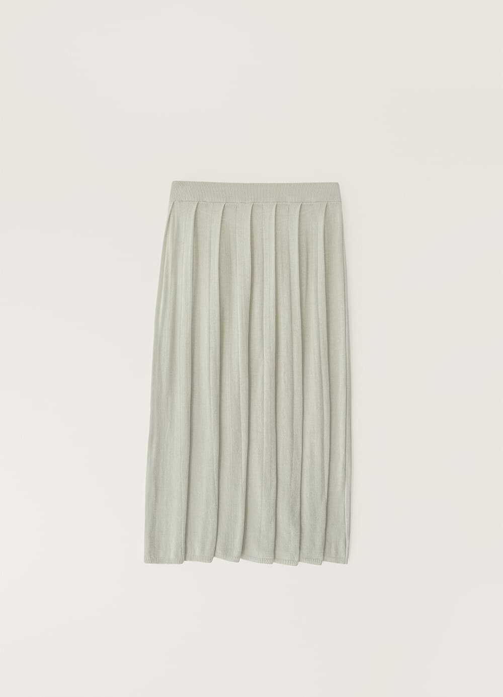 Layered Knit Pleated Skirt - Light Kahki