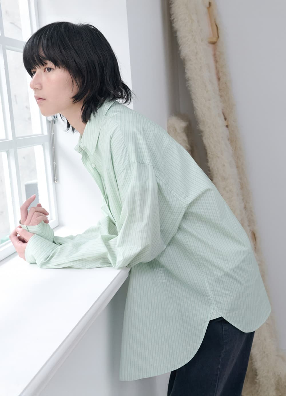 Relaxed Stripe Over-Shirt - Mint Stripe