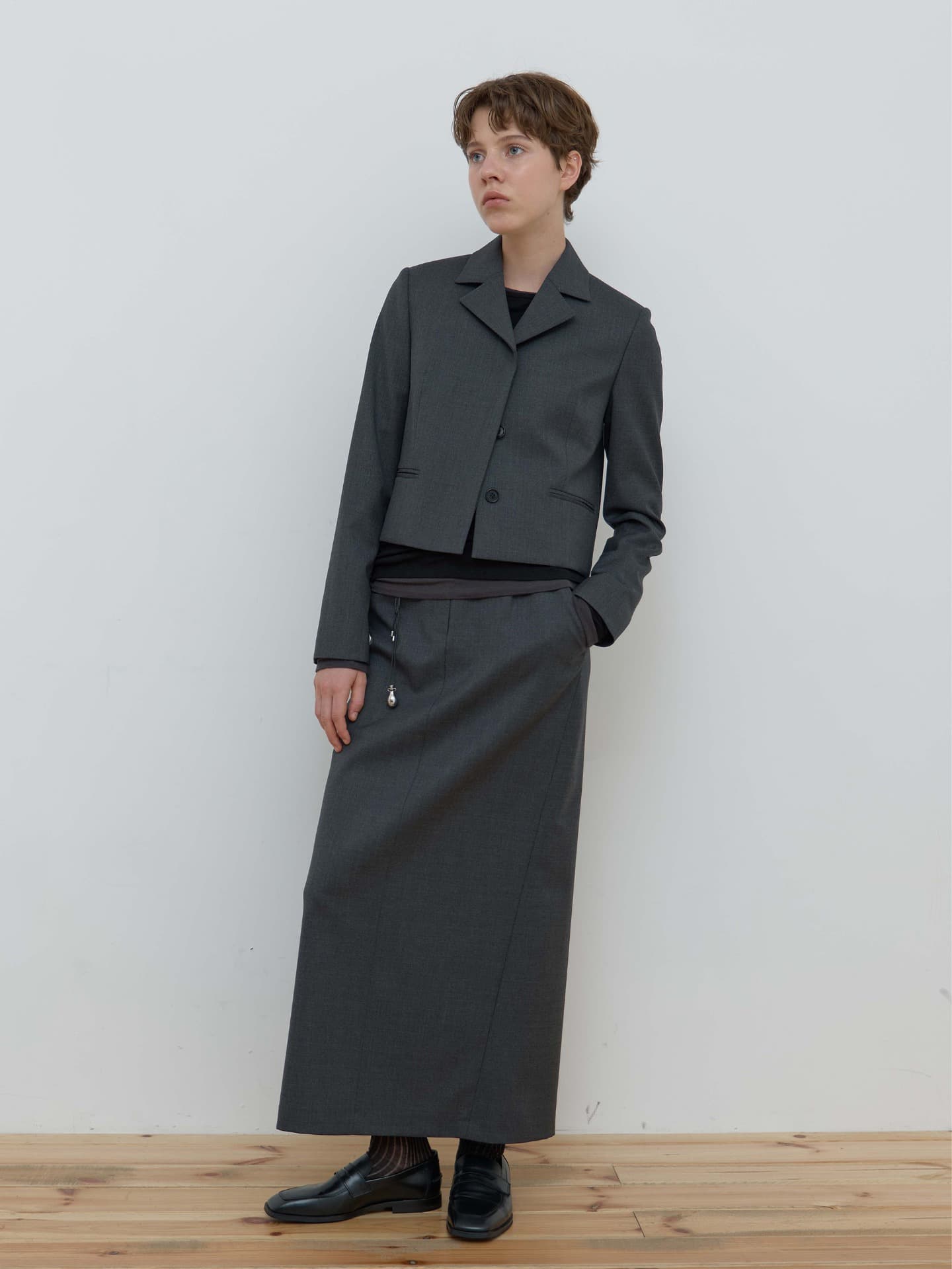 MAXI WOOL SKIRT_MELANGE GREY