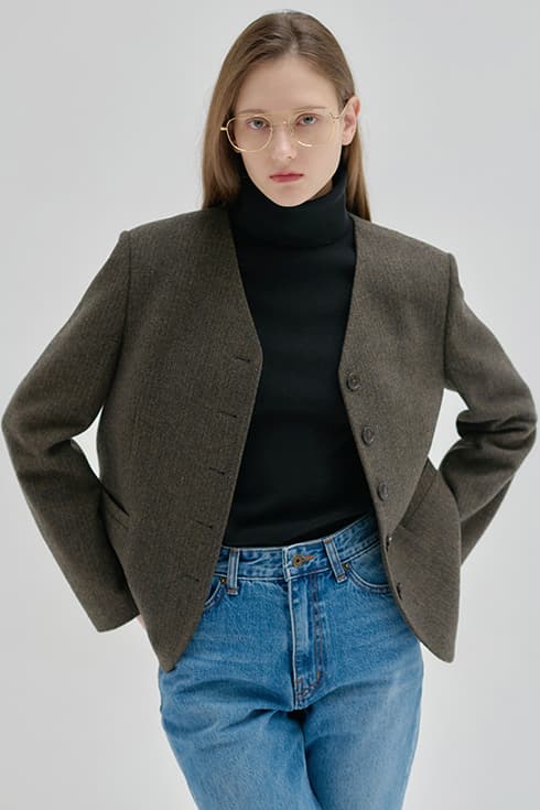 24FN collarless wool jacket [K/BR]