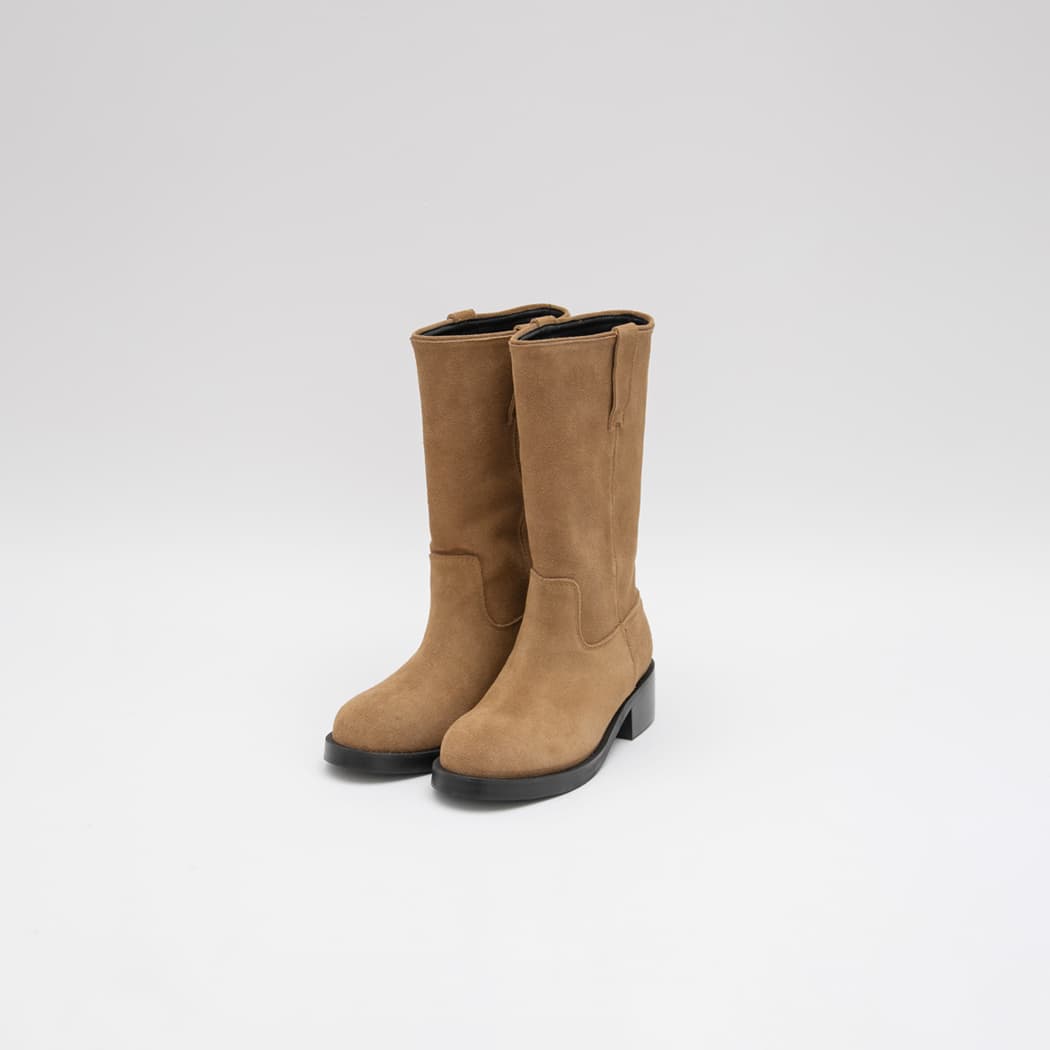 (Z-SH-3471)COW SUEDE MIDDLE BOOTS