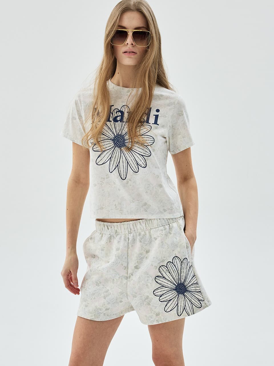 SWEAT SHORTS FLEUR FLOWER_ASHBLUE NAVY