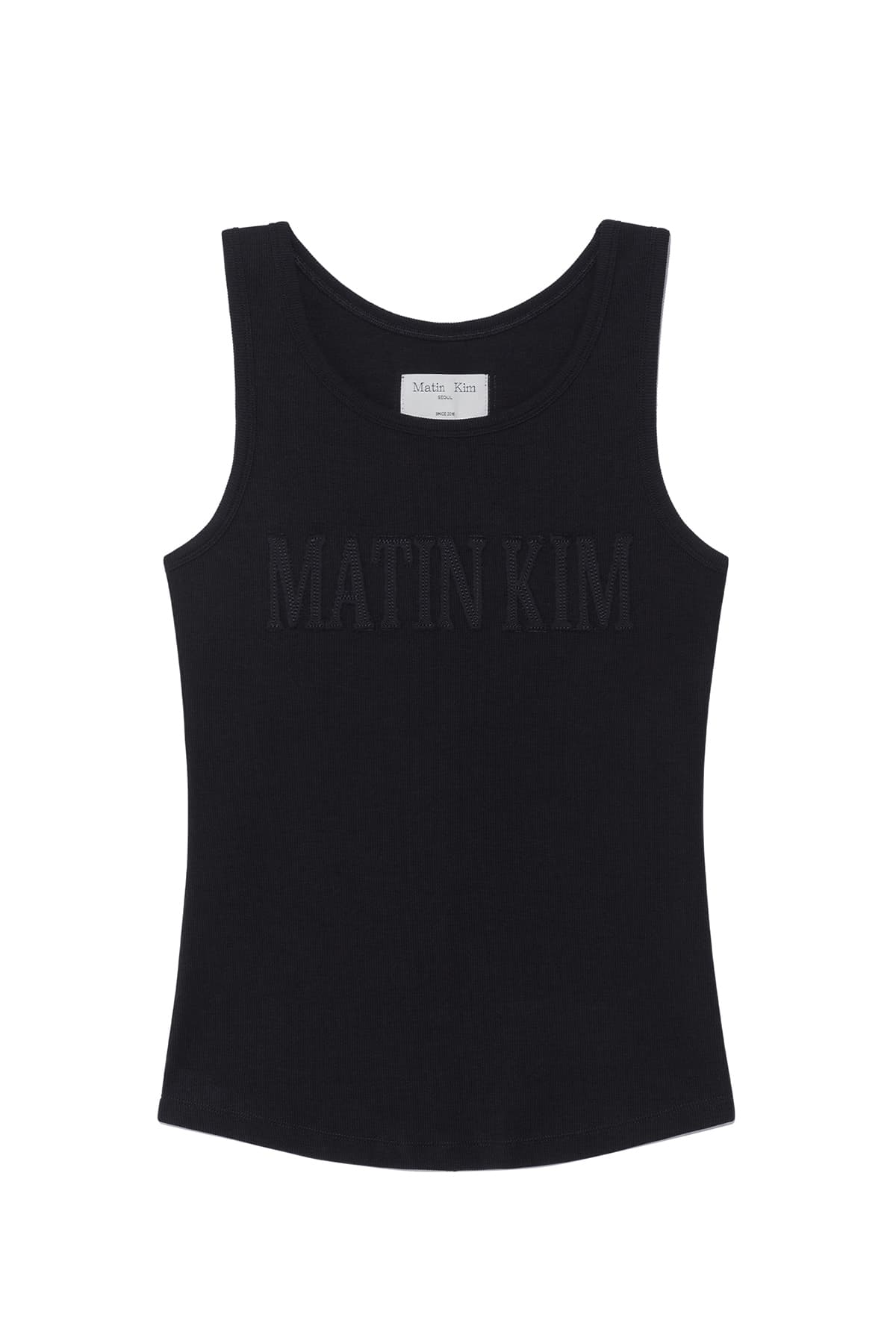LOGO APPLIQUE SLIM TANK TOP IN BLACK