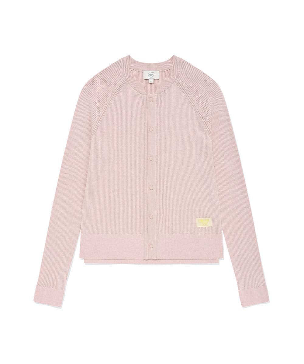우먼 언발란스 니트 가디건 Light Pink