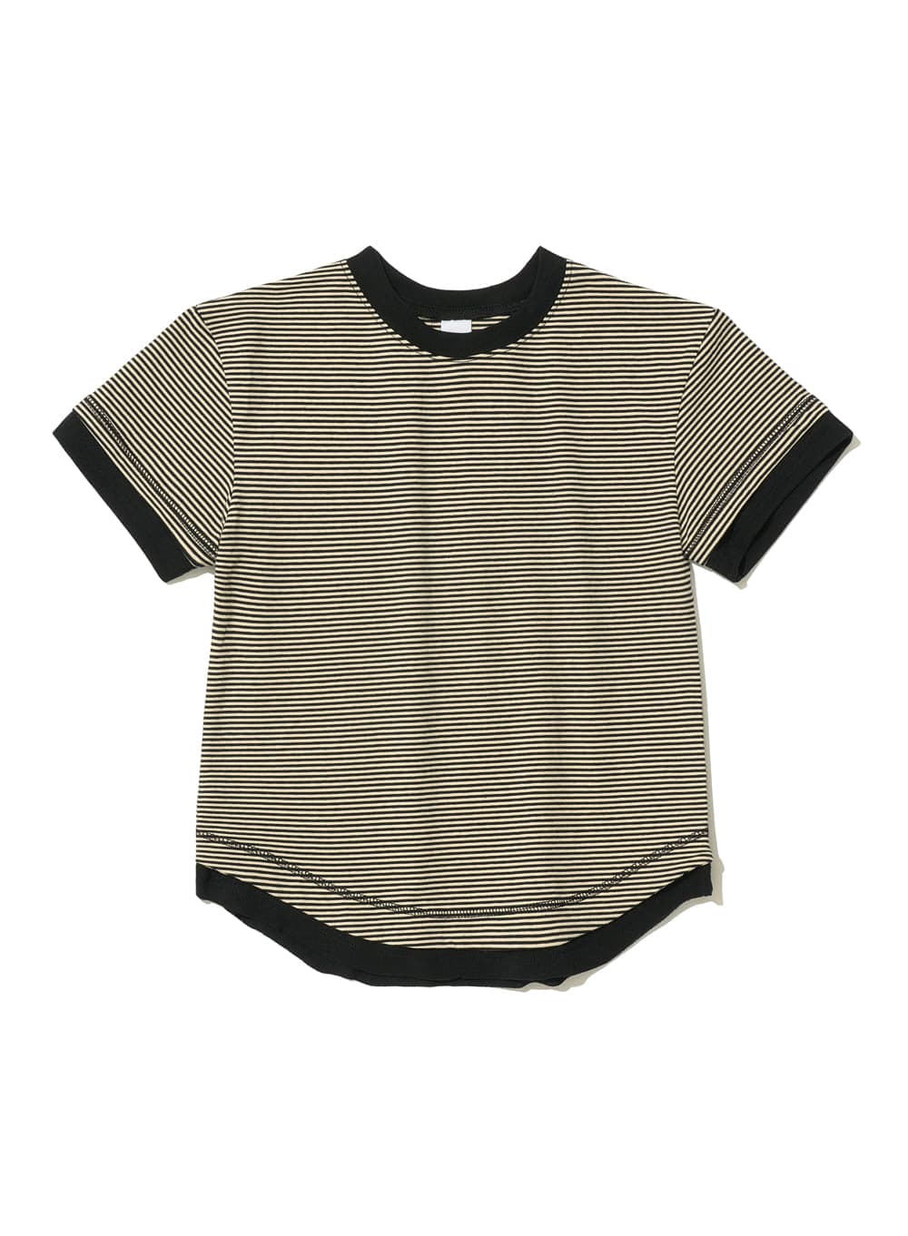 STRIPE DOUBLE LAYERED SHORT SLEEVE TEE_BLACK