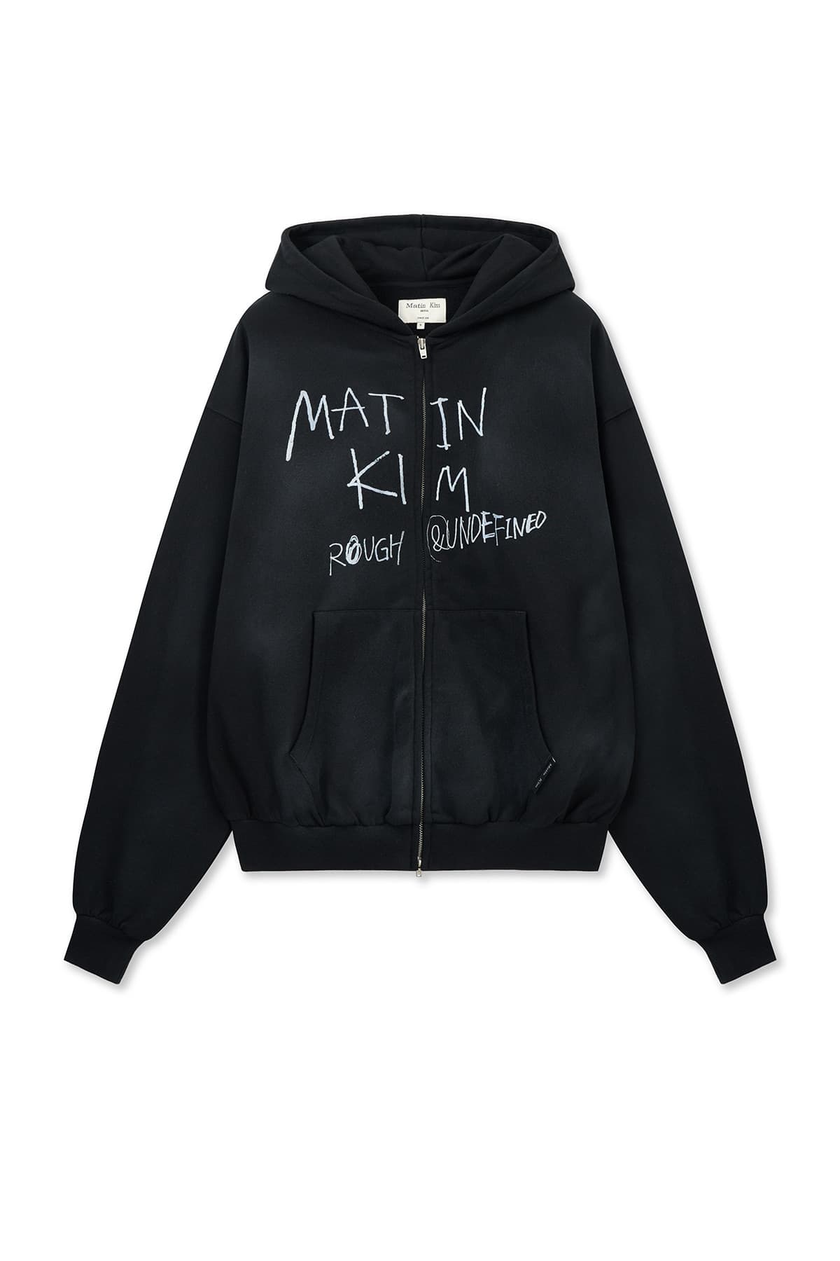 VINTAGE WASHED GRAFFITI HOODY ZIP UP IN BLACK