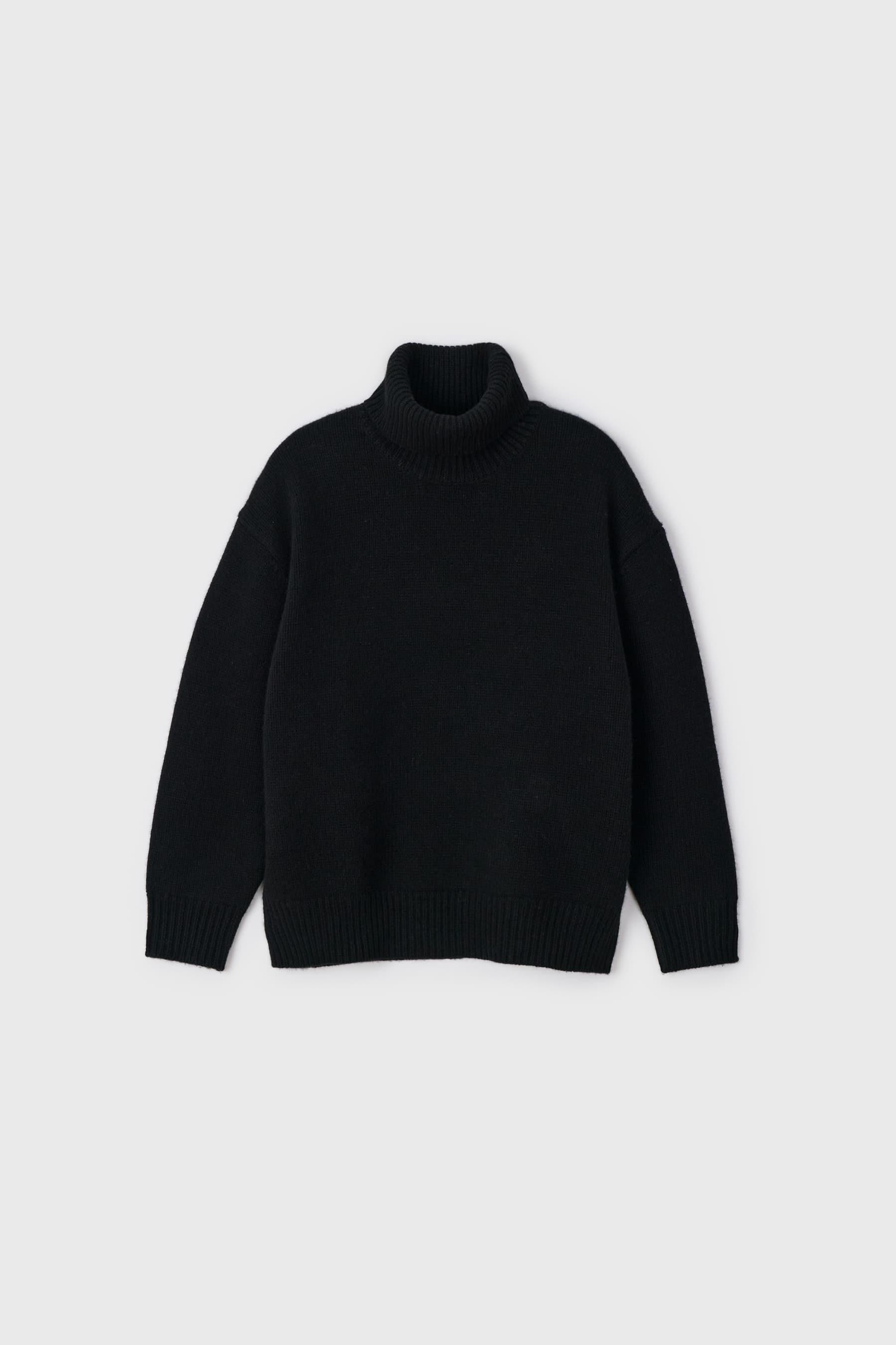 Merino Wool Roll Neck Knit (Black)