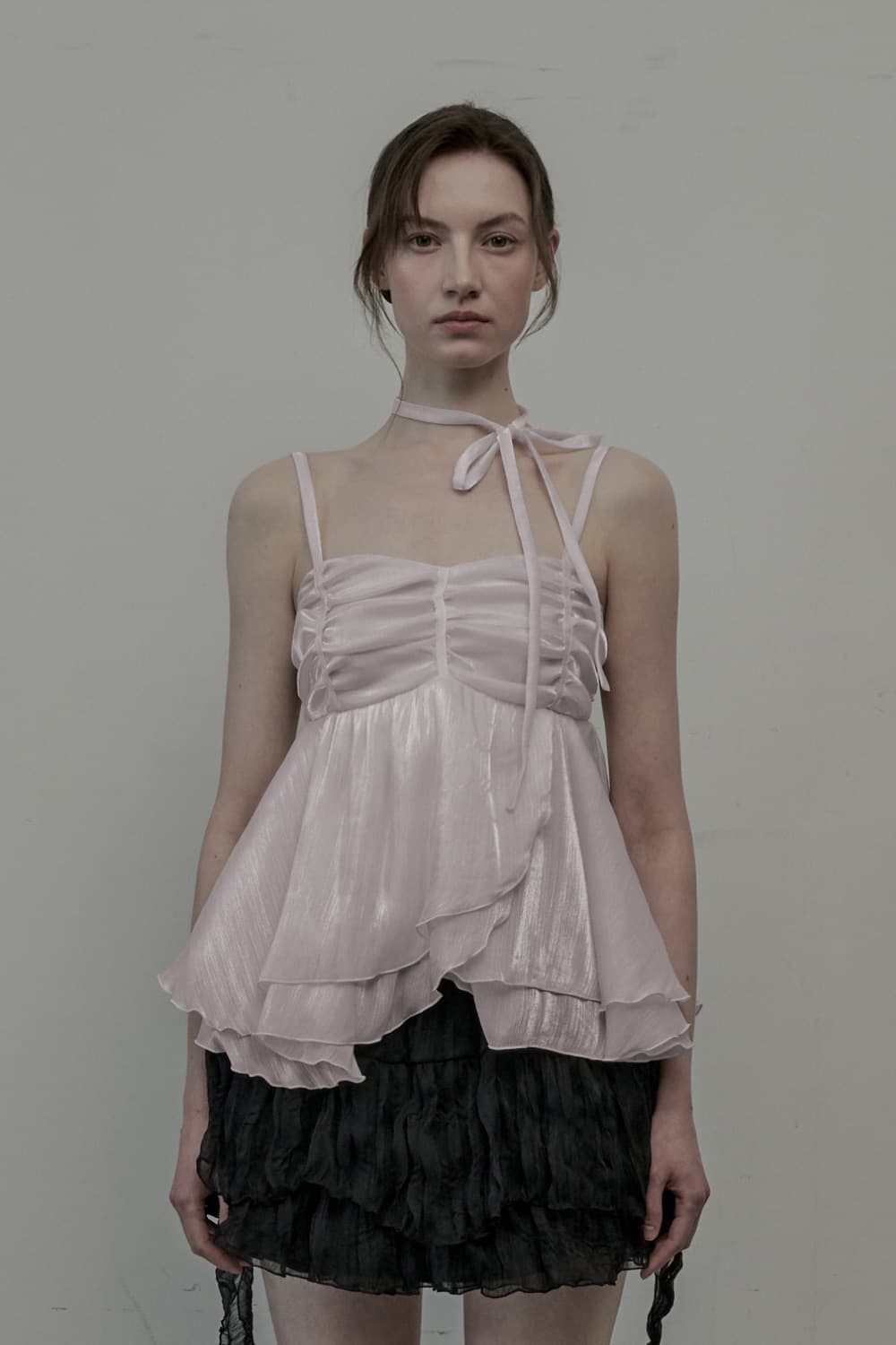 Dew Crape Muffler Sleeveless Top - Pink