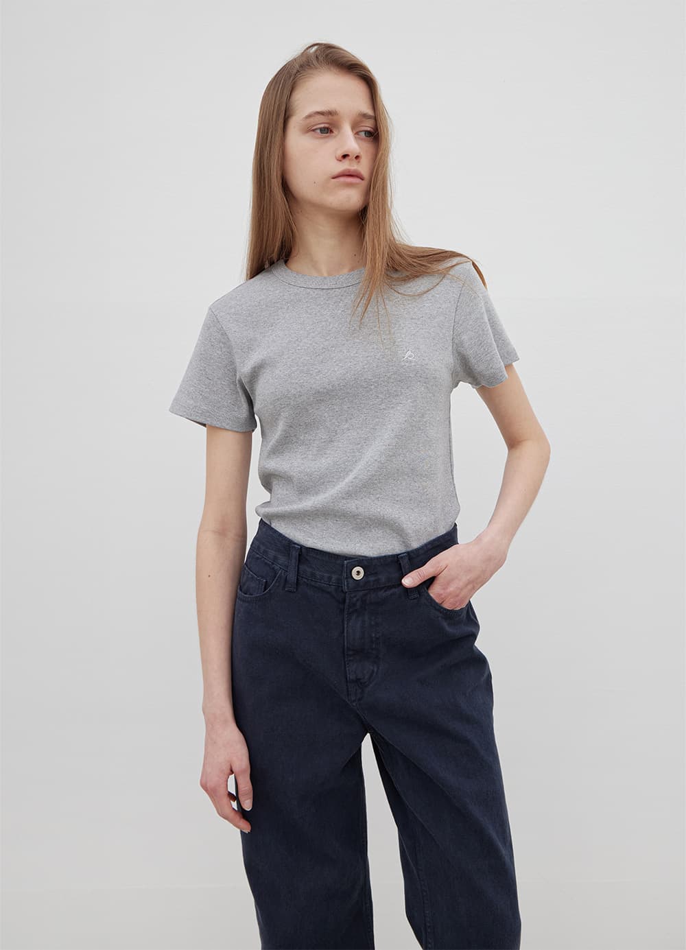 De Base Cotton T-Shirt - Melange Grey